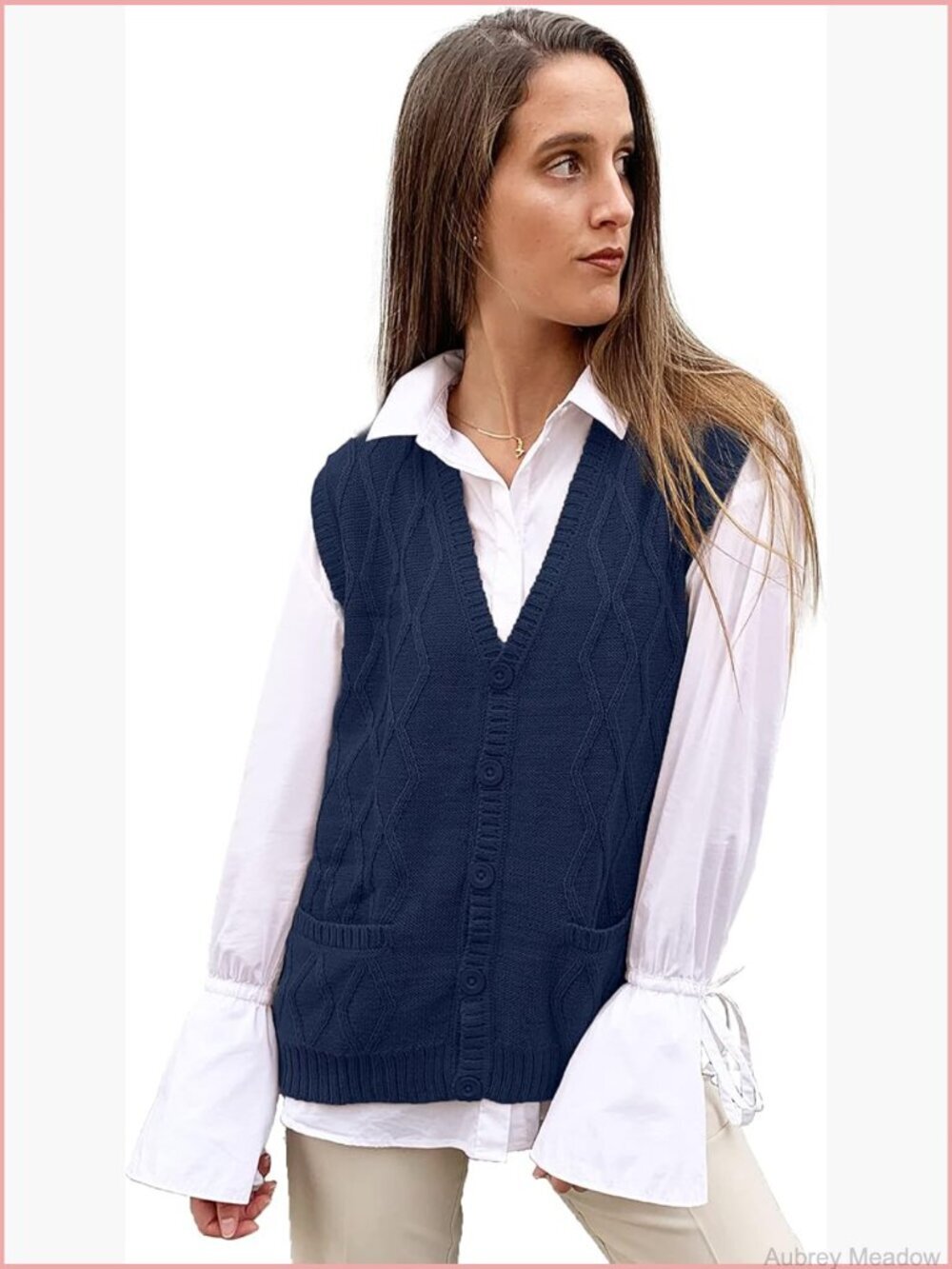 Alpaca Wool V Neck Argyle Cardigan Vest S-4XL Relaxed Fit